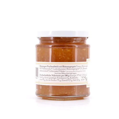 Lantenhammer Blutorangen Fruchtaufstrich mit Blutorangengeist BIO mit 2% Blutorangengeist 225 Gramm/ 2.0% vol Produktbild