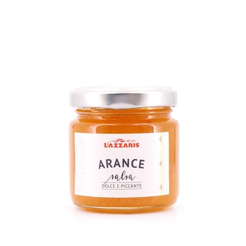 Lazzaris Orangen-Sauce aus kandierten Früchten mit Senfaroma Orangen Sauce Süß-Scharf 120 Gramm Produktbild