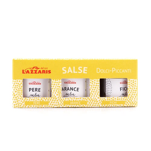 Lazzaris Salse Dolci & Piccanti Trio Senf-Sauce (Birne, Feige, Orange) 3 x 50 g 150 Gramm Produktbild