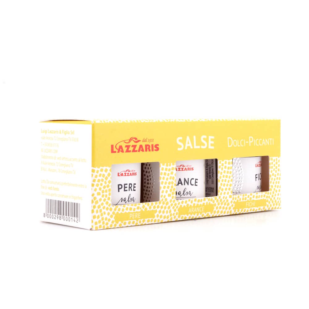 Lazzaris Salse Dolci & Piccanti Trio Senf-Sauce (Birne, Feige, Orange) 3 x 50 g 150 Gramm Produktbild