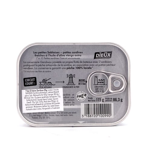 Le Trésor des Dieux Kleine Sardinen ´Les Petites Sablaises´ 115g 86,30 Gramm Abtropfgewicht Produktbild