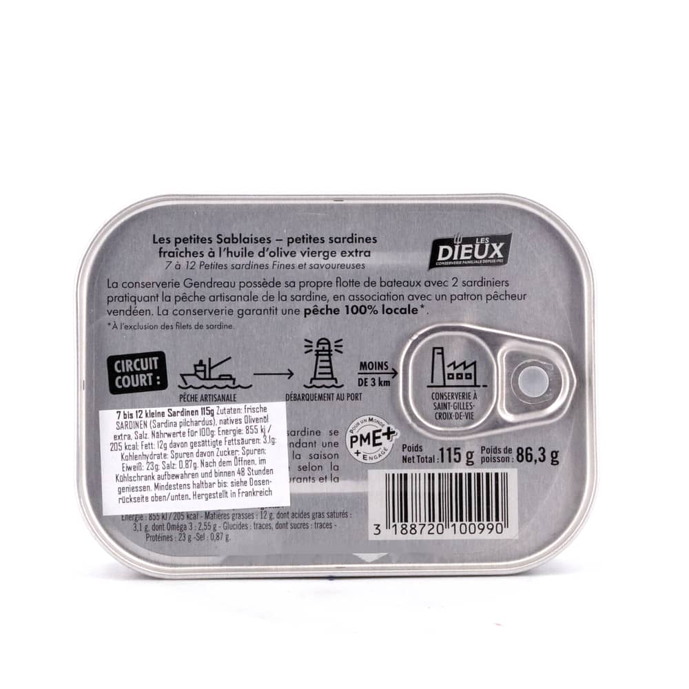 Le Trésor des Dieux Kleine Sardinen ´Les Petites Sablaises´ 115g 86,30 Gramm Abtropfgewicht Produktbild