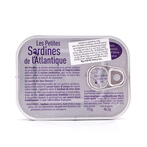 Le Trésor des Dieux Les Petites Sardines de L´Atlantique 115g 86,30 Gramm Abtropfgewicht Produktbild