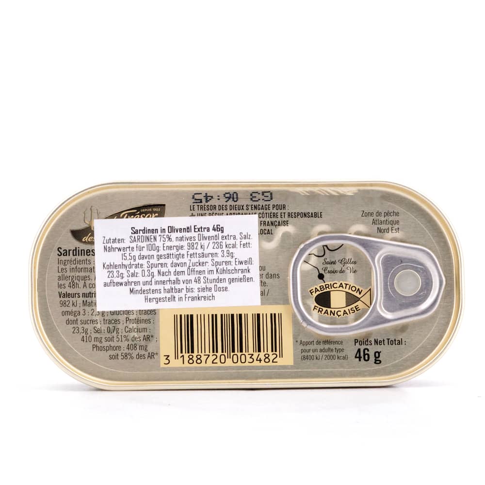 Le Trésor des Dieux Sardinen in Olivenöl 46g 46 Gramm Produktbild