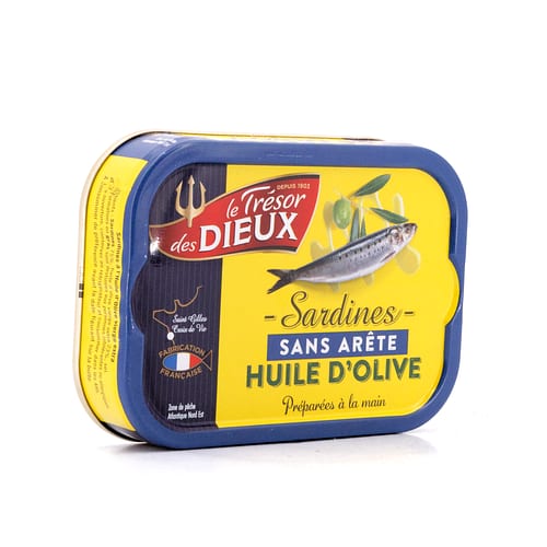 Le Trésor des Dieux Sardinen in Olivenöl ohne Gräten 115g 80,50 Gramm Abtropfgewicht Produktbild
