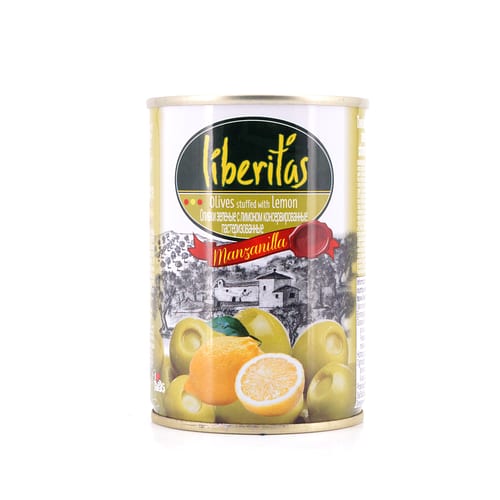 Liberitas Grüne Oliven gefüllt mit Zitrone 280g 100 Gramm Abtropfgewicht Produktbild