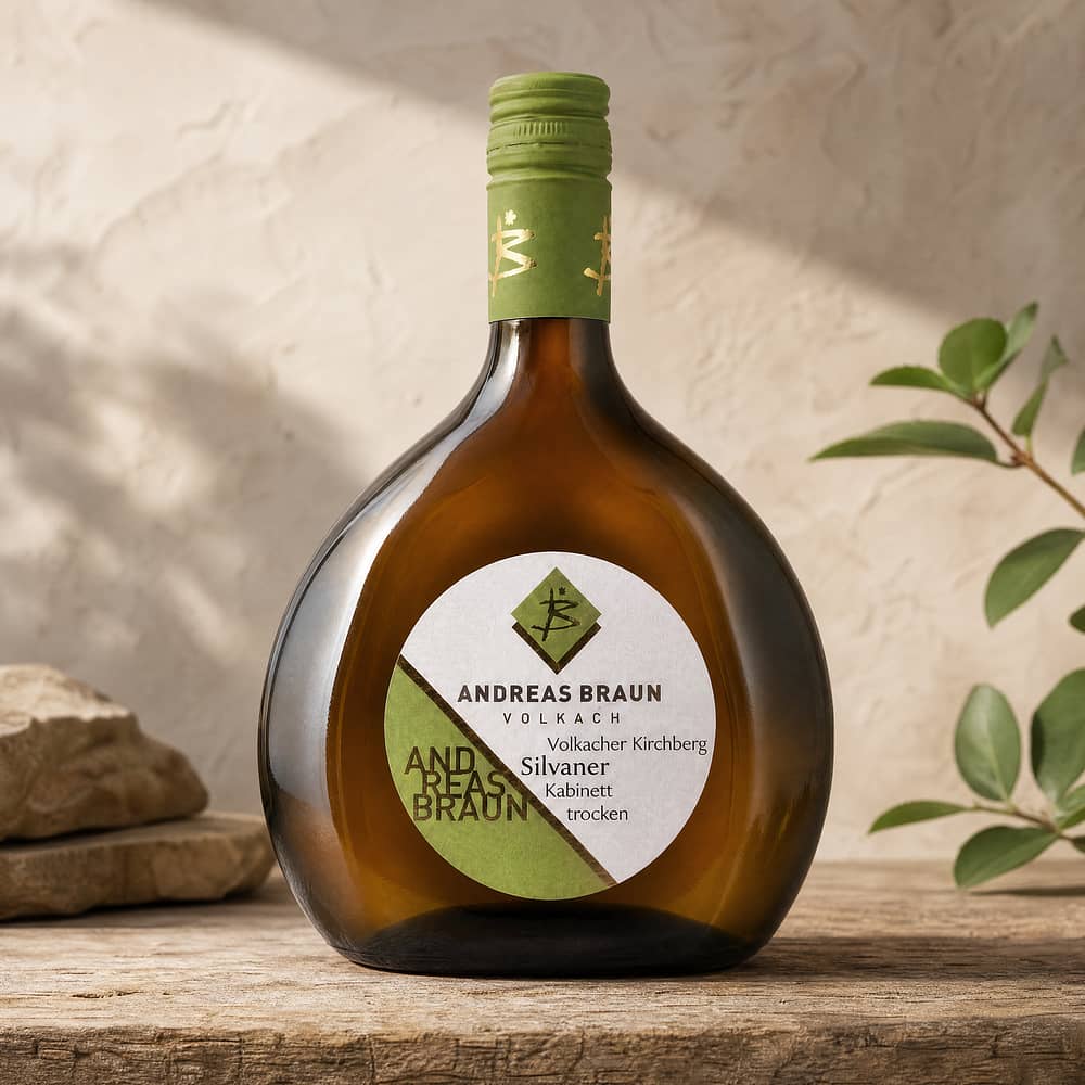 Andreas Braun Volkacher Kirchberg Silvaner Kabinett Jahrgang 2023 trocken 0,750 Liter/ 11.5% vol Produktbild