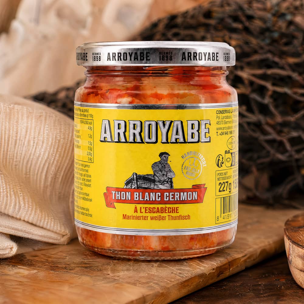 Arroyabe Bonito del Norte in Escabèche Sauce 227g Glas 150 Gramm Abtropfgewicht Produktbild