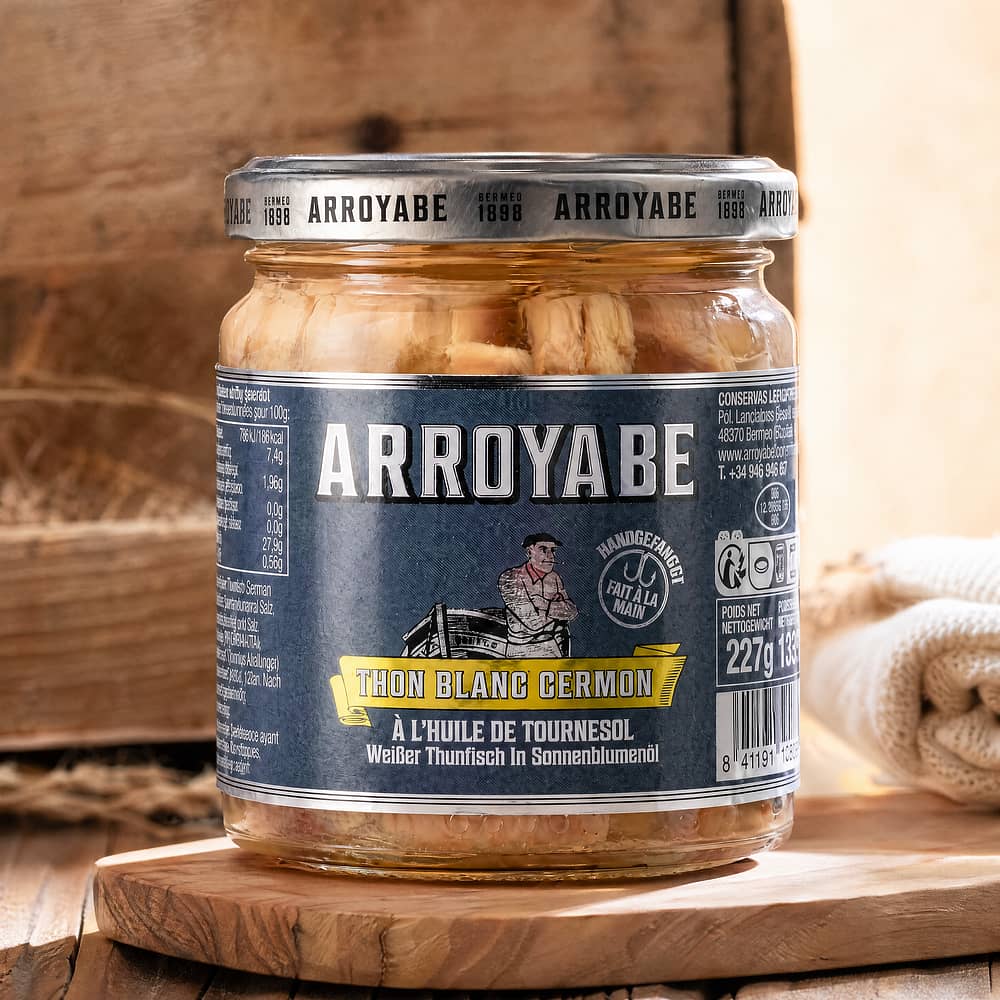 Arroyabe Bonito del Norte in Sonnenblumenöl 227g Glas 150 Gramm Abtropfgewicht Produktbild
