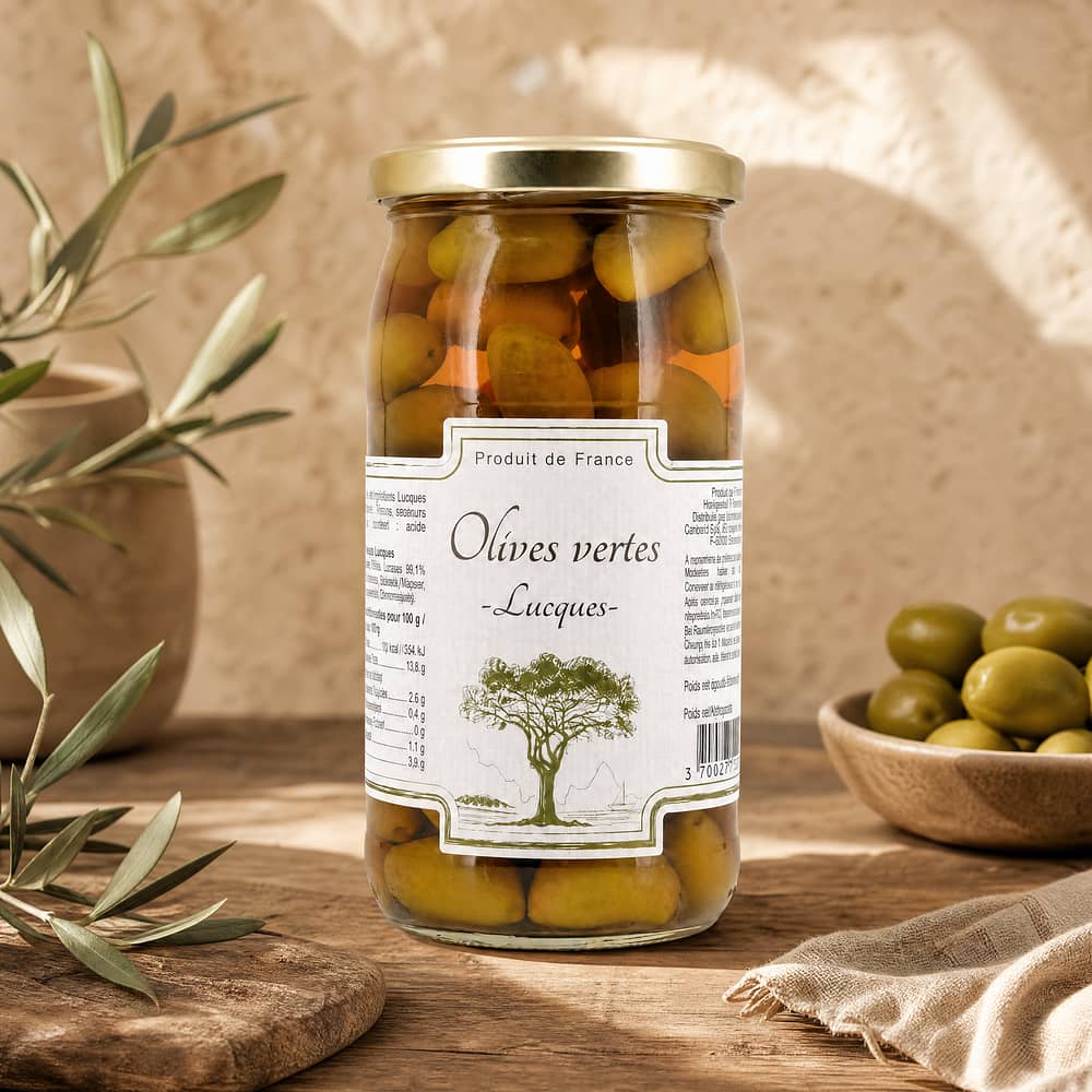 Beauharnais-CARLANT Olives vertes -Lucques- Grüne Oliven Lucques 350g 200 Gramm Abtropfgewicht Produktbild