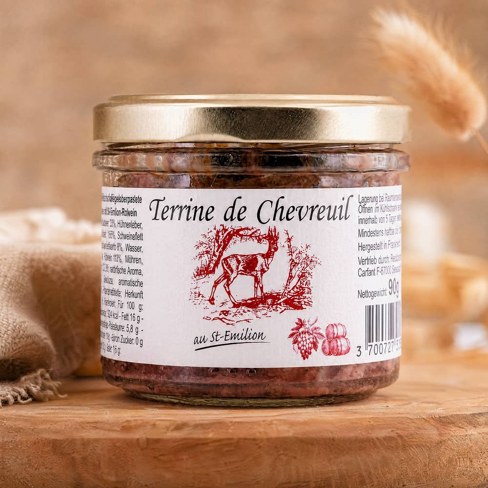 Beauharnais-CARLANT Rehterrine mit St Emilion Rotwein 90 Gramm Produktbild