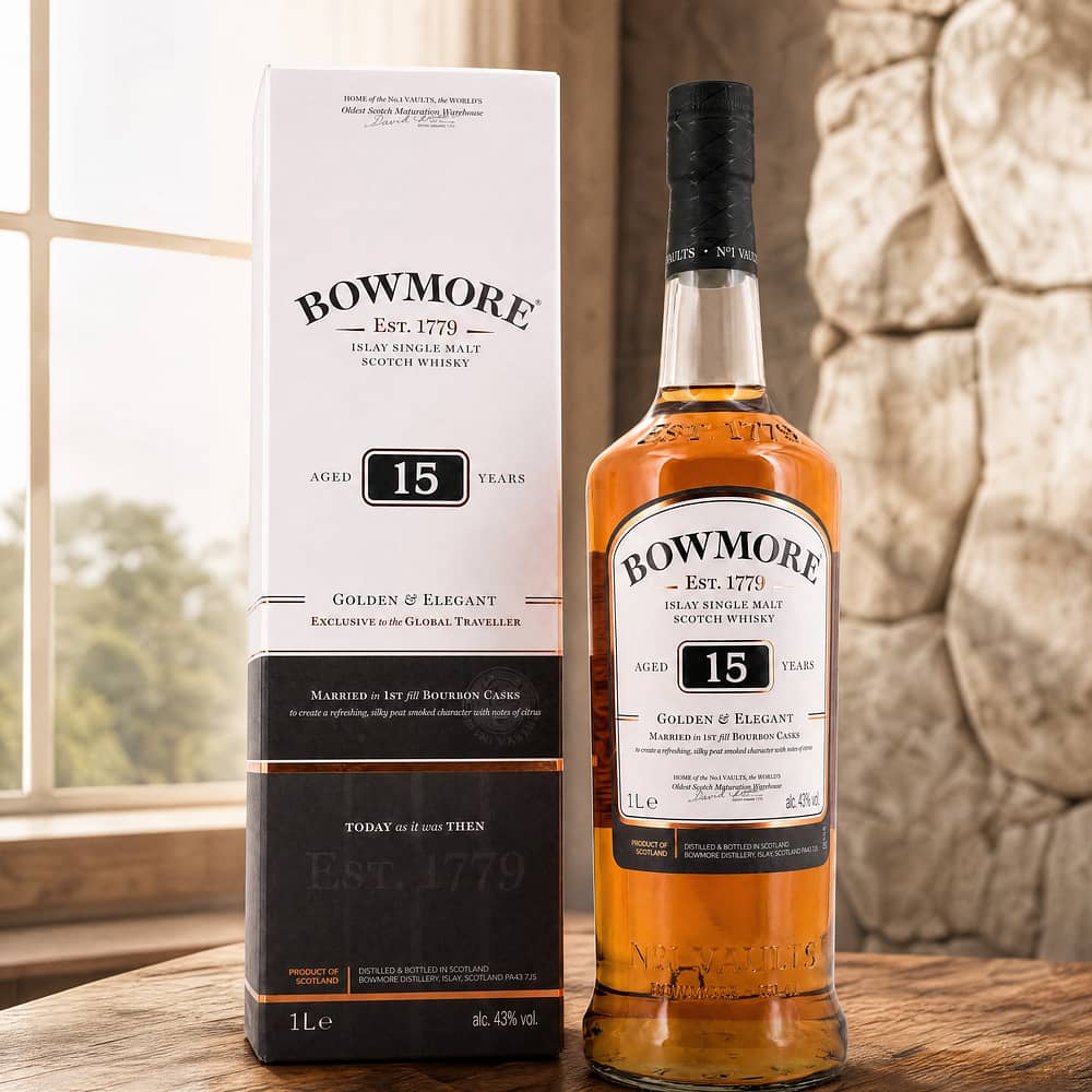 Bowmore 15 Jahre Golden & Elegant Literflasche 1 Liter/ 43.0% vol Produktbild