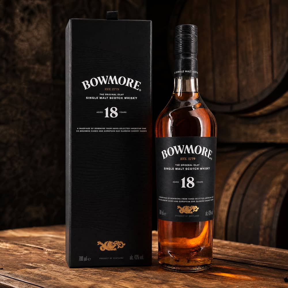 Bowmore 18 Jahre Ex-Bourbon Casks And European Oak Oloroso Sherry Casks 0,70 Liter/ 43.0% vol Produktbild