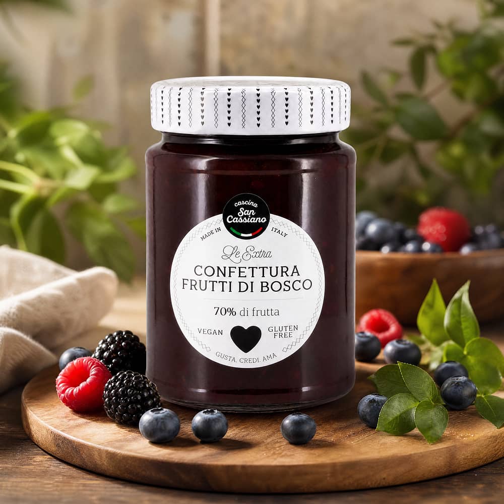 Cascina San Cassiano Confettura Frutti Di Bosco Waldbeeren Konfitüre 340 Gramm Produktbild