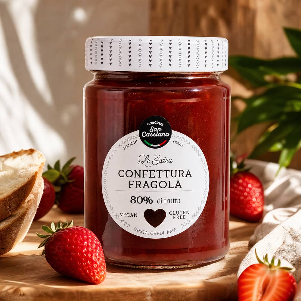 Cascina San Cassiano Confettura Fragola Erdbeerkonfitüre Extra 340 Gramm Produktbild