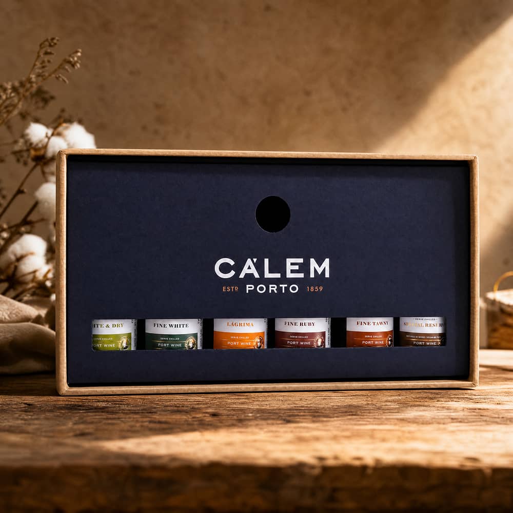 Cálem Minaturenset aus Tawny; White Port; Ruby Port; White & Dry; Lagrima & Special Reserve - 6 Stück je 0,05l als Geschenkset 0,30 Liter/ 19.5% vol Produktbild