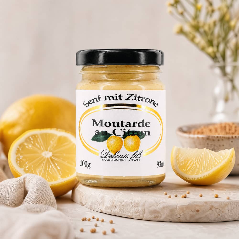 Delouis Fils Moutarde au Citron Senf mit Citrone 100 Gramm Produktbild