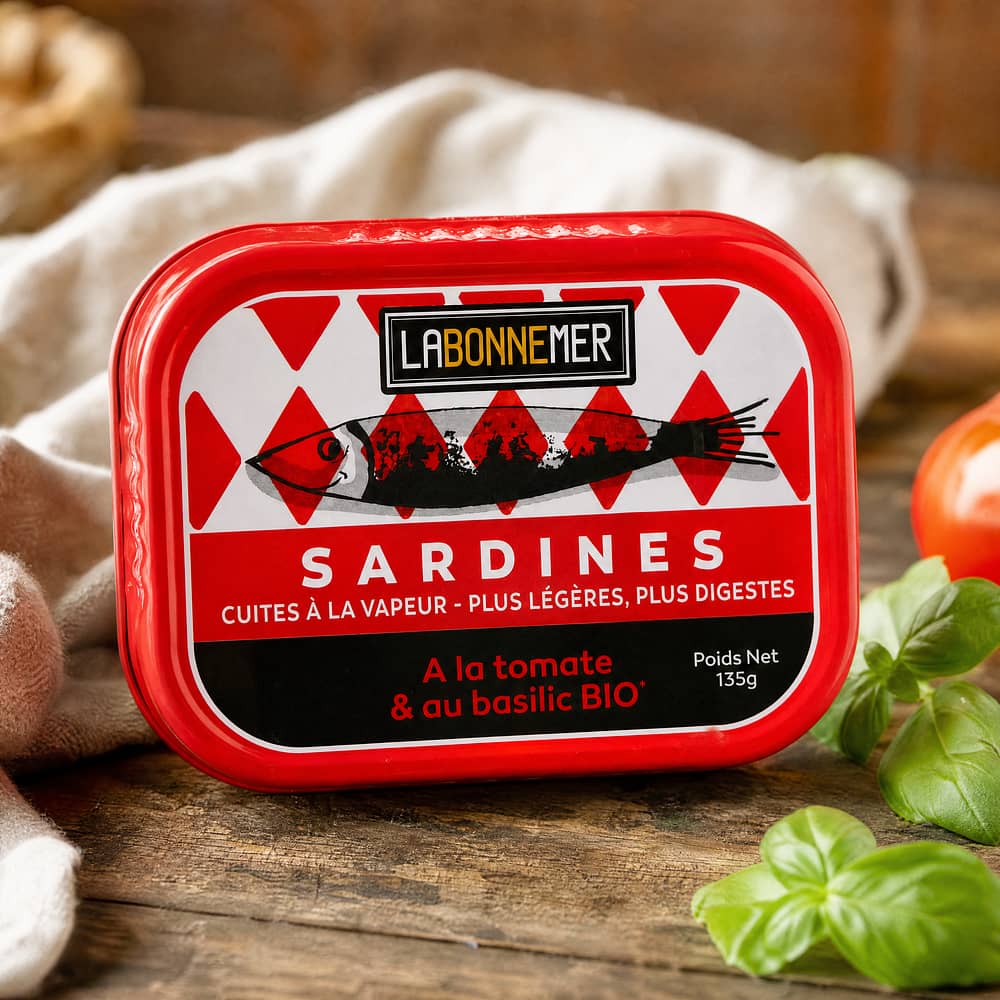 Ferrigno La Bonne Mer Sardinen mit Bio-Tomaten & Basilikum 135g 88 Gramm Abtropfgewicht Produktbild
