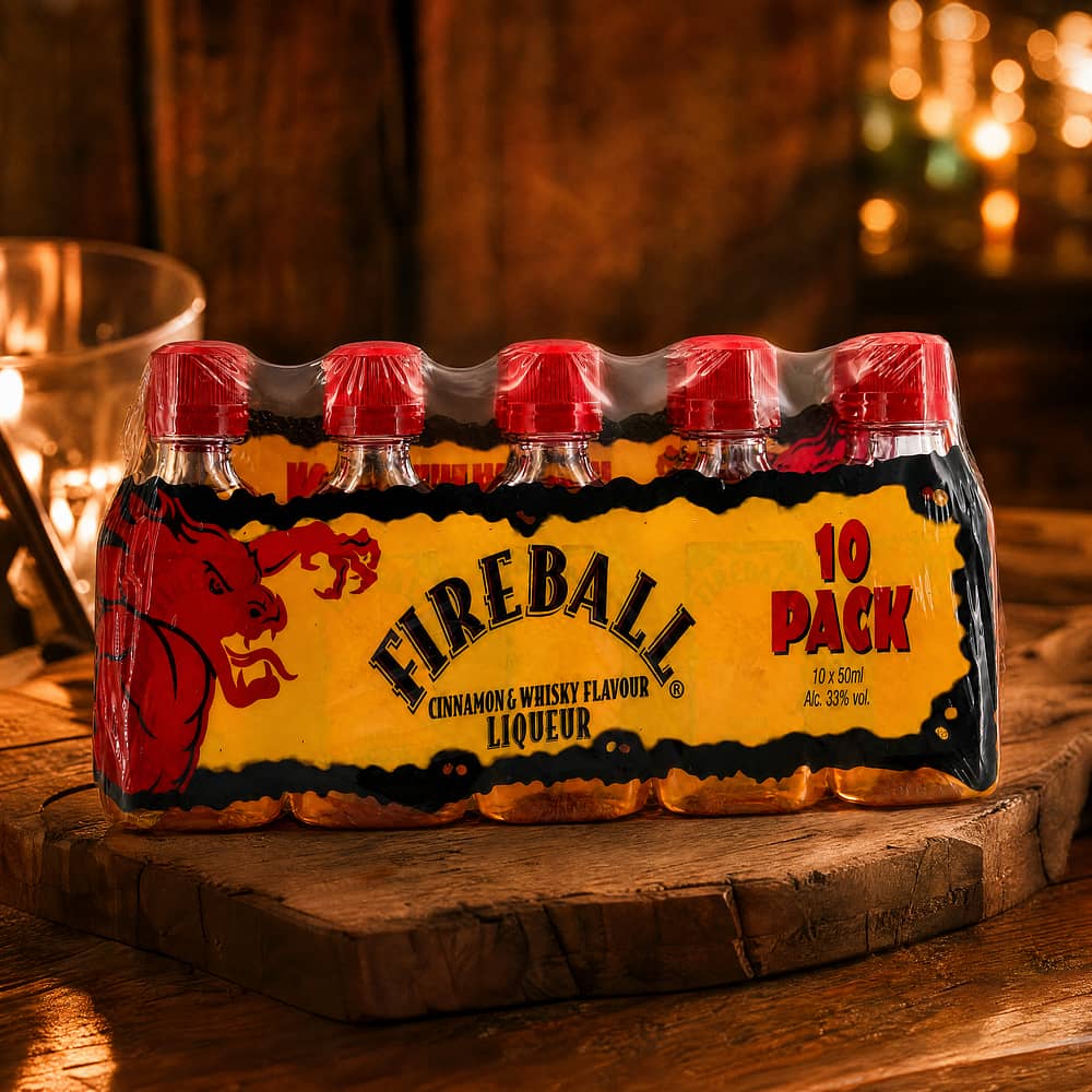 Fireball Cinnamon Whisky Liqueur 10 x 0,05 Miniatur (PET-Flasche) 0,50 Liter/ 33.0% vol Produktbild