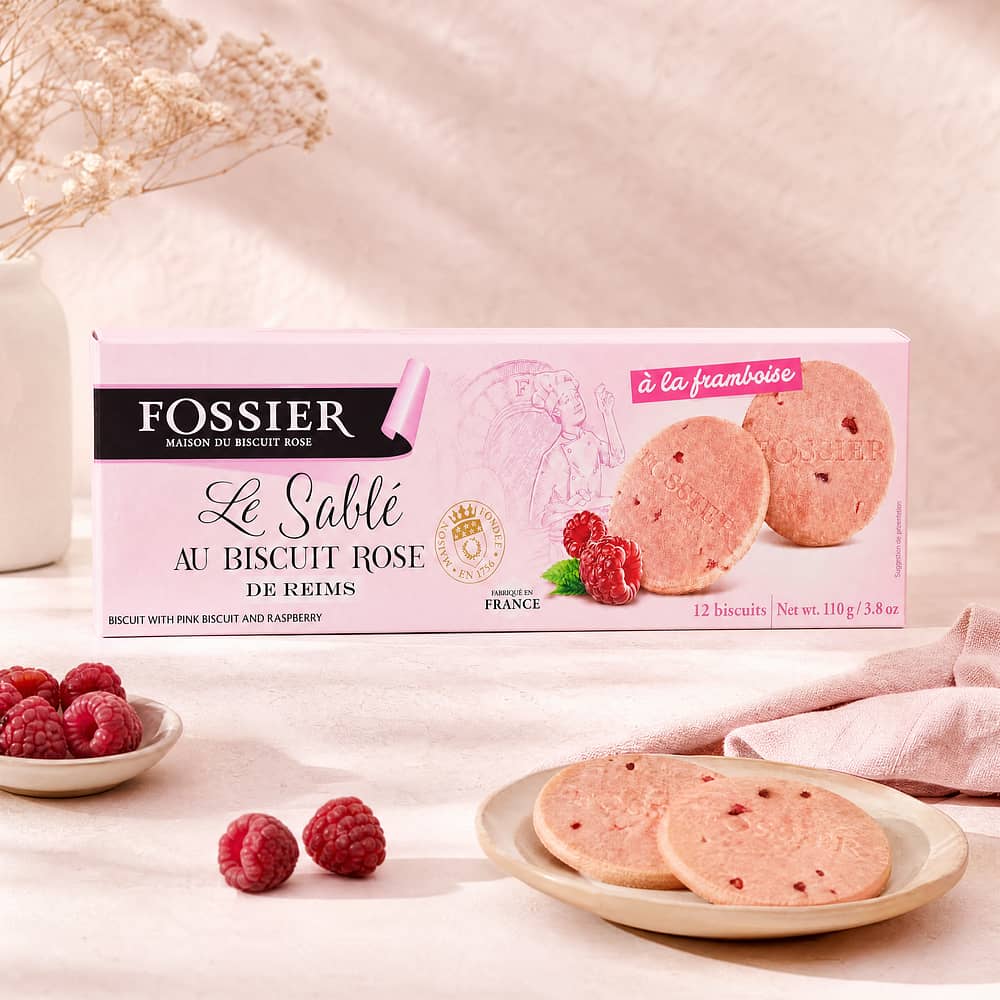 Fossier Le Sablé Au Biscuit Rose Rosa Buttersandgebäck mit Himbeer 110 Gramm Produktbild