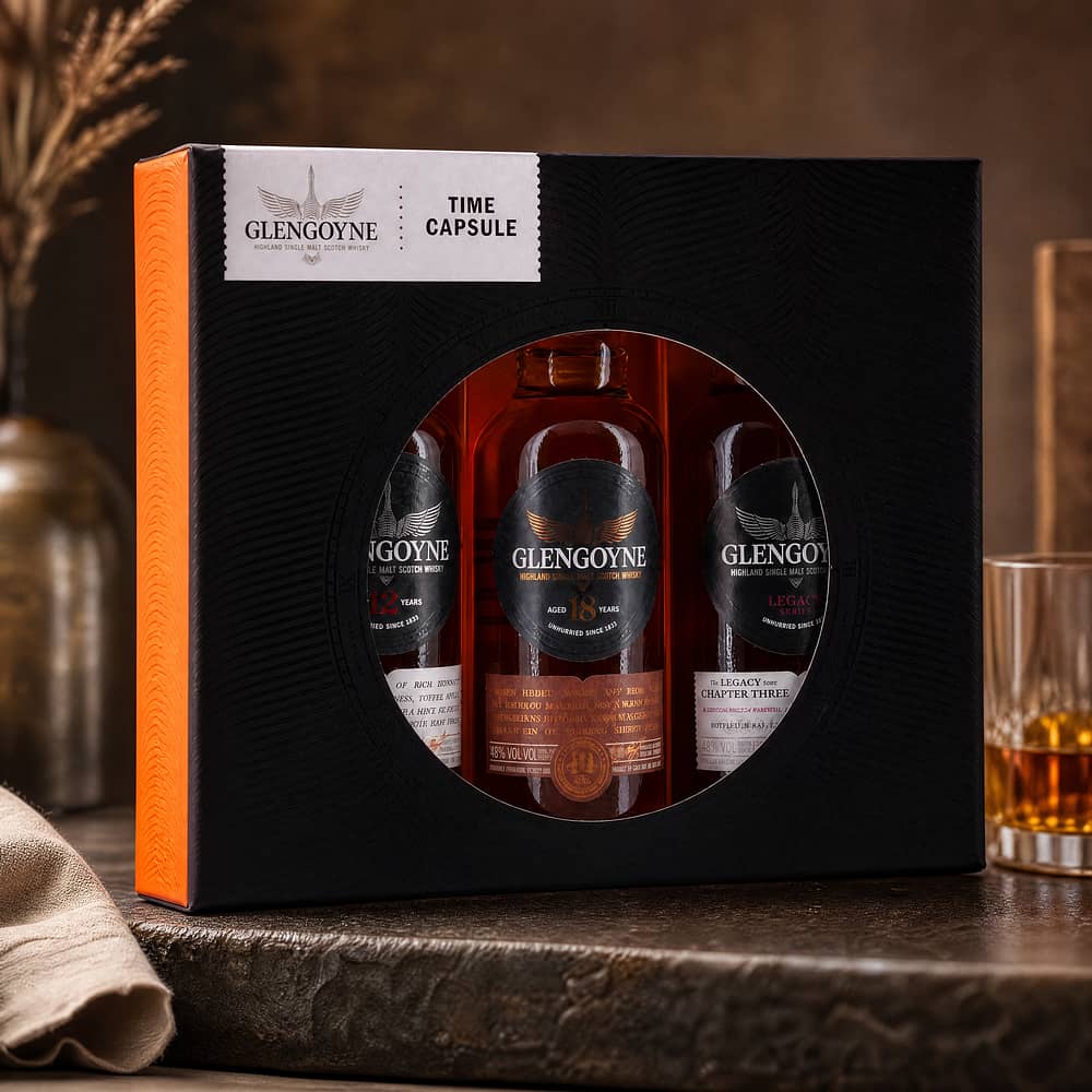 Glengoyne Time Capsule Miniatur-Set Legacy Chapter Three 48% , 12 & 18 Jahre 43% 0,150 Liter/ 44.7% vol Produktbild