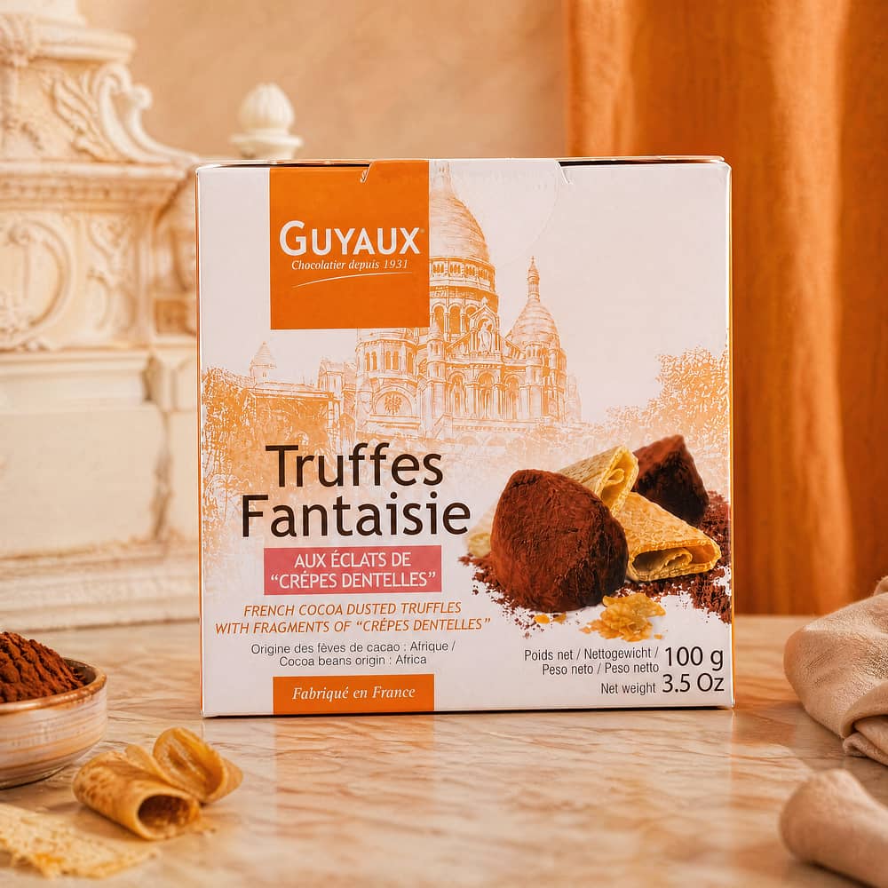 Guyaux Kakaokonfekt mit Crêpes Dentelles Stückchen 100 Gramm Produktbild