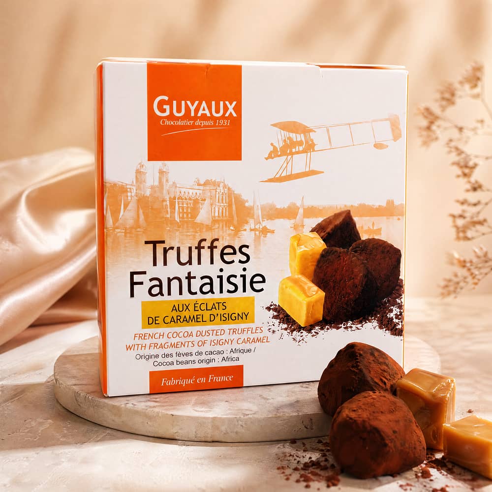 Guyaux Truffes Fantaisie mit Karamell-Stückchen Kakaokonfekt 100 Gramm Produktbild