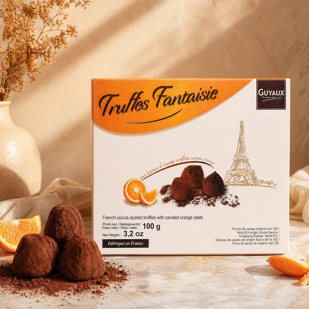 Guyaux Truffes Fantaisie Orange Kakaokonfekt 100 Gramm Produktbild