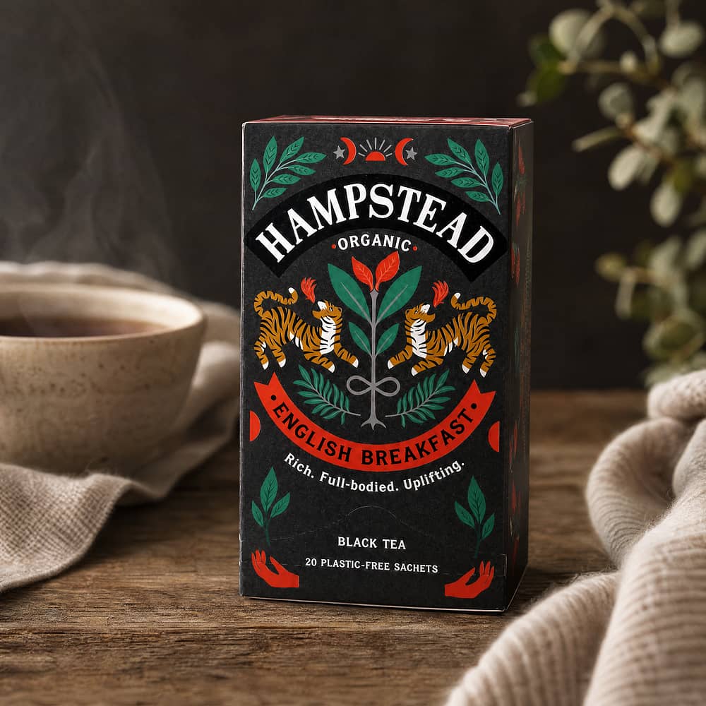 Hampstead Tea BIO Organic English Breakfast 20 Teebeutel 45 Gramm Produktbild