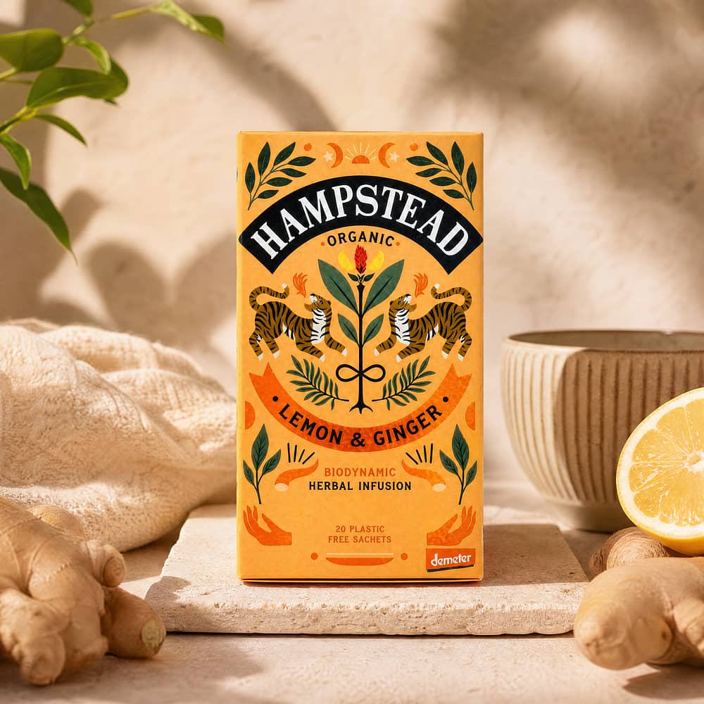 Hampstead Tea BIO Organic Lemon Ginger 20 Teebeutel 30 Gramm Produktbild