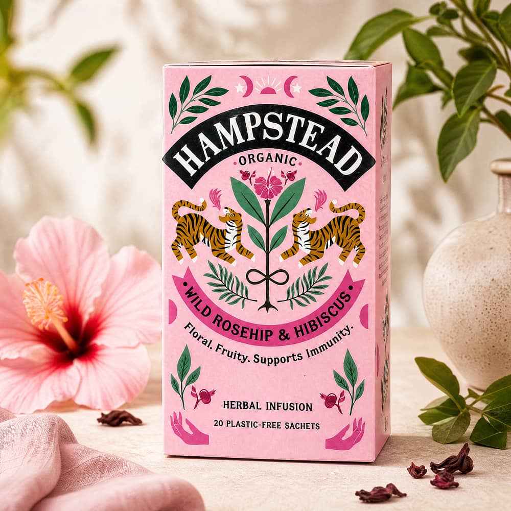 Hampstead Tea BIO Organic Rosehip Hibiscus 20 Teebeutel 30 Gramm Produktbild