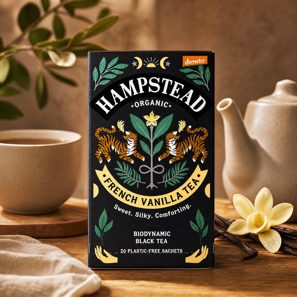 Hampstead Tea Madagascan Vanilla BIO-Schwarztee French Vanilla 20 Teebeutel 30 Gramm Produktbild