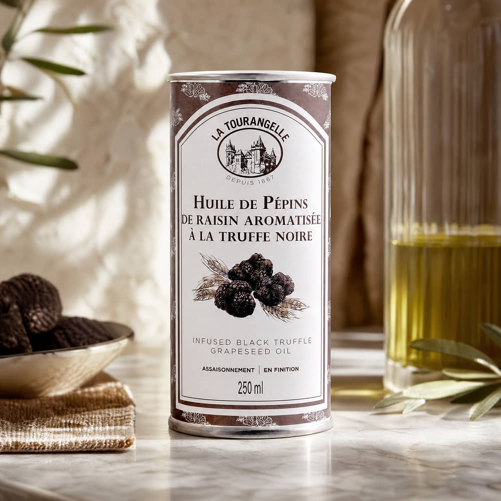 Huilerie Croix Verte Traubenkernöl mit schwarzem Trüffelaroma 0,250 Liter Produktbild