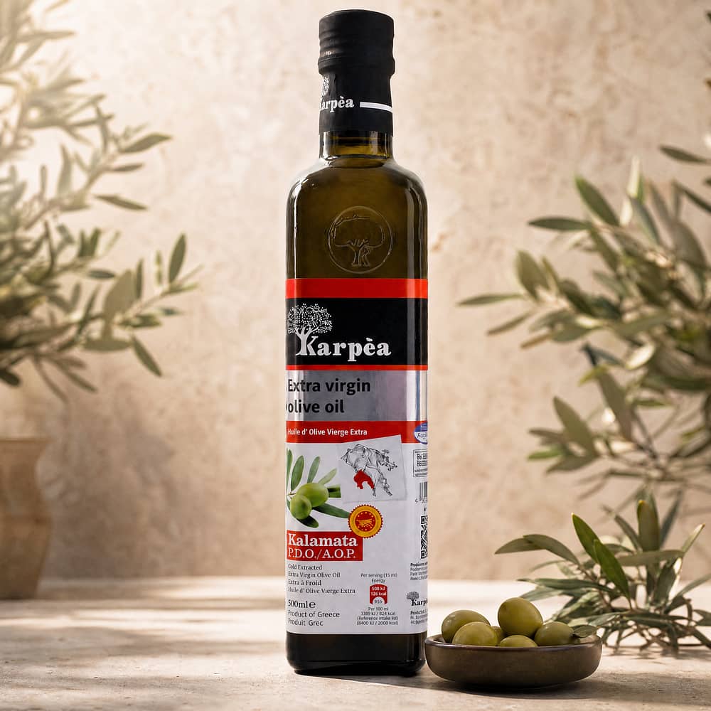 Karpea Kalmata Natives Olivenöl Extra Virgin P.D.O / A.O.P. 0,50 Liter Produktbild