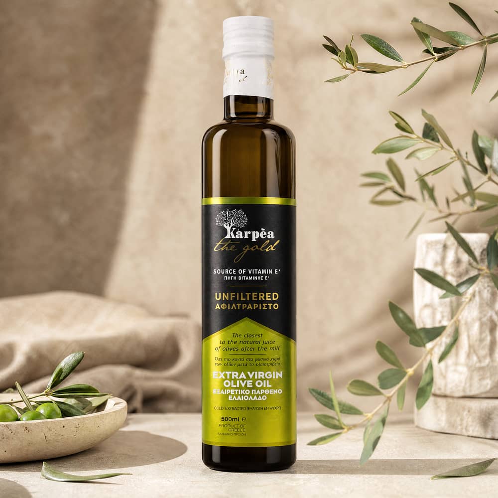 Karpea The Gold NAtives Olivenöl Extra Virgin Unfiltered 0,50 Liter Produktbild