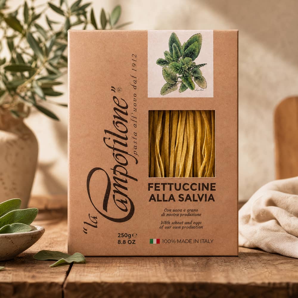 La Campofilone Fettucine Eiernudeln mit Salbei 250 Gramm Produktbild