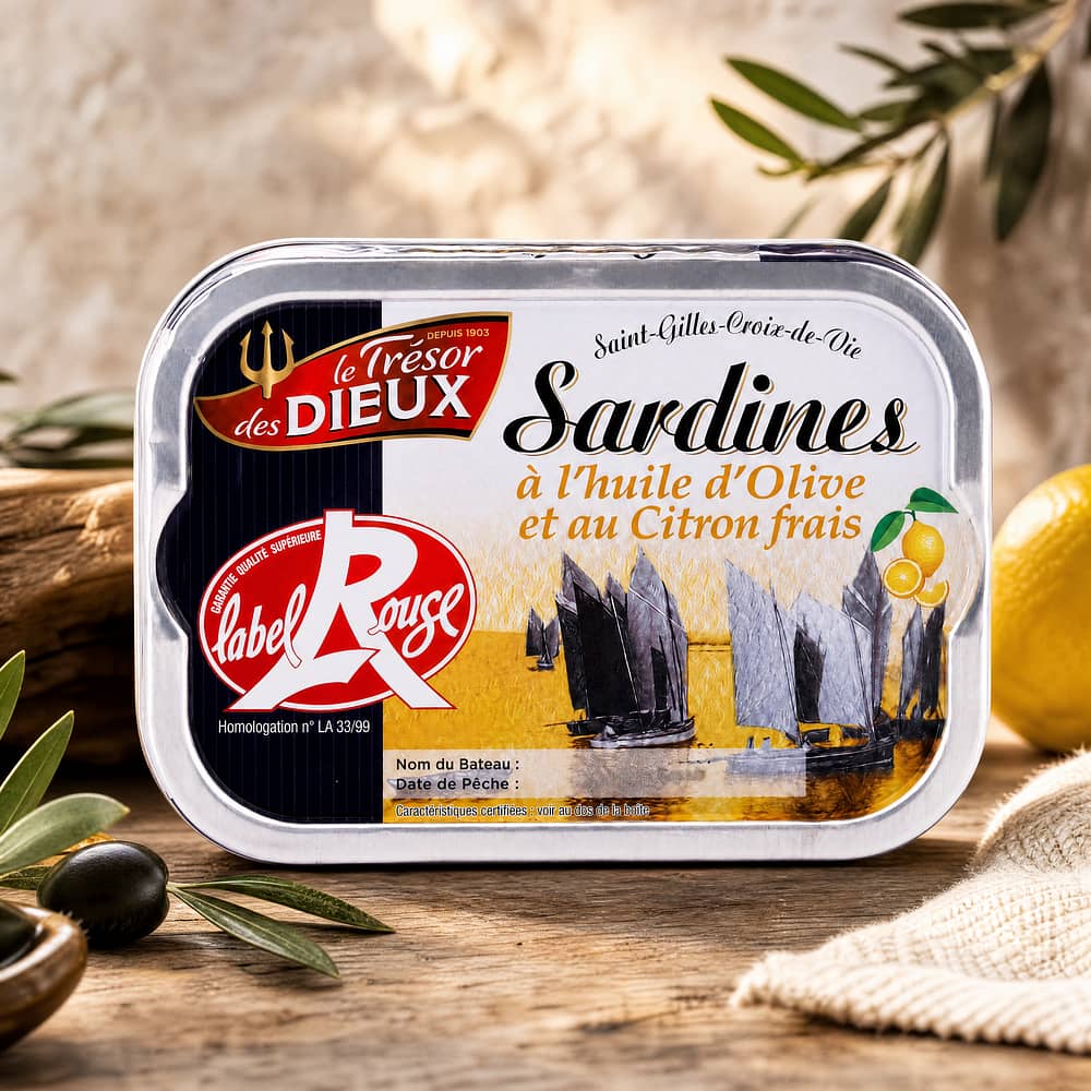 Le Trésor des Dieux Sardinen mit Zitrone in Olivenöl Label Rouge 115g 86,30 Gramm Abtropfgewicht Produktbild