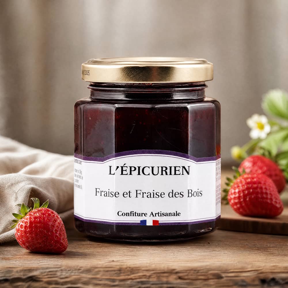 L’Epicurien Erdbeer Konfitüre mit Walderdbeere 210 Gramm Produktbild