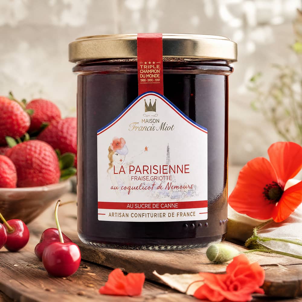 Maison Francis Miot La Parisienne Fruchtaufstrich aus Erdbeer & Sauerkirsche 220 Gramm Produktbild