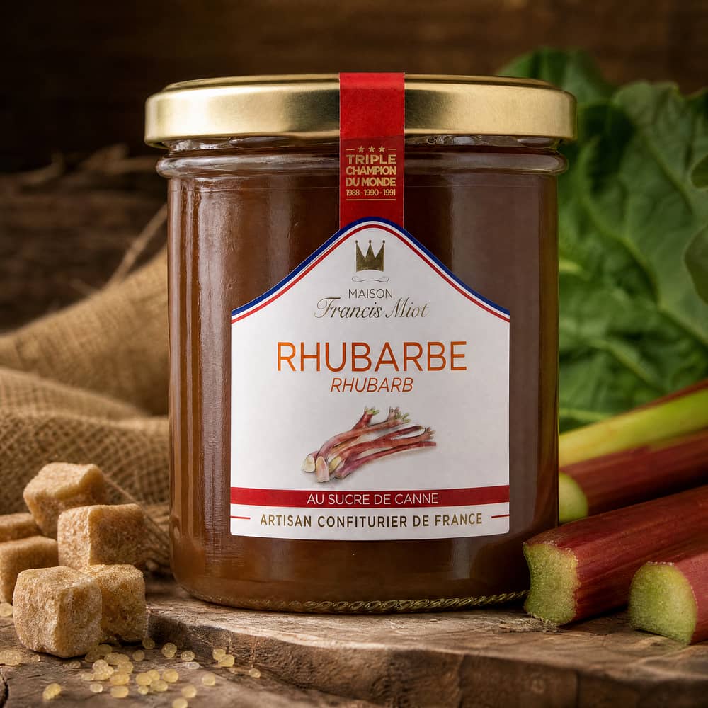 Maison Francis Miot Rhubarbe Rhabarber mit Rohrzucker 220 Gramm Produktbild