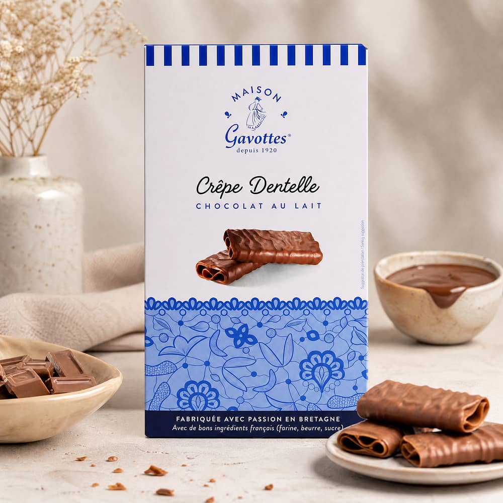 Maison Gavottes Crêpe Dentelle Chocolat Au Lait Knusper-Plätzchen mit Milchschokolade 100 Gramm Produktbild