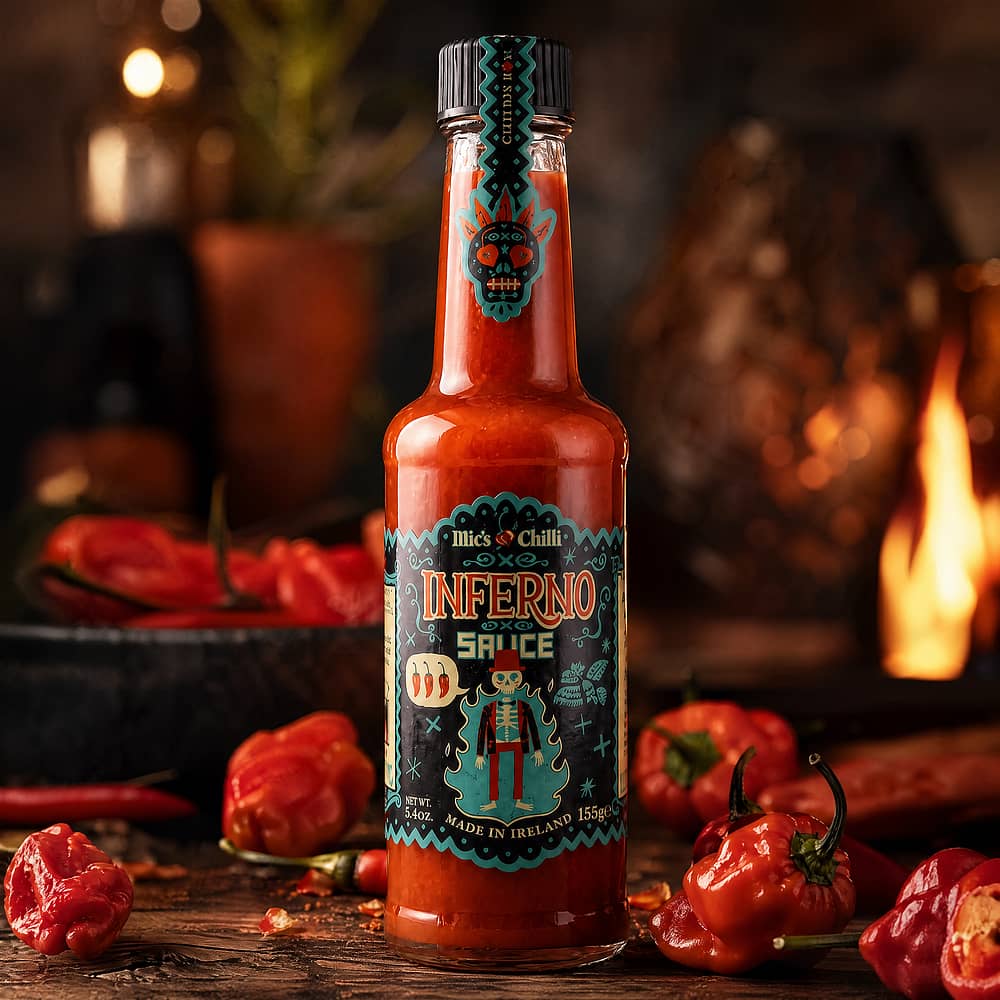 Mic's Chilli Inferno Original feurig-scharfe Chili-Sauce 8 Habanero-Chili pro Flasche 50.000 Scoville 155 Gramm Produktbild