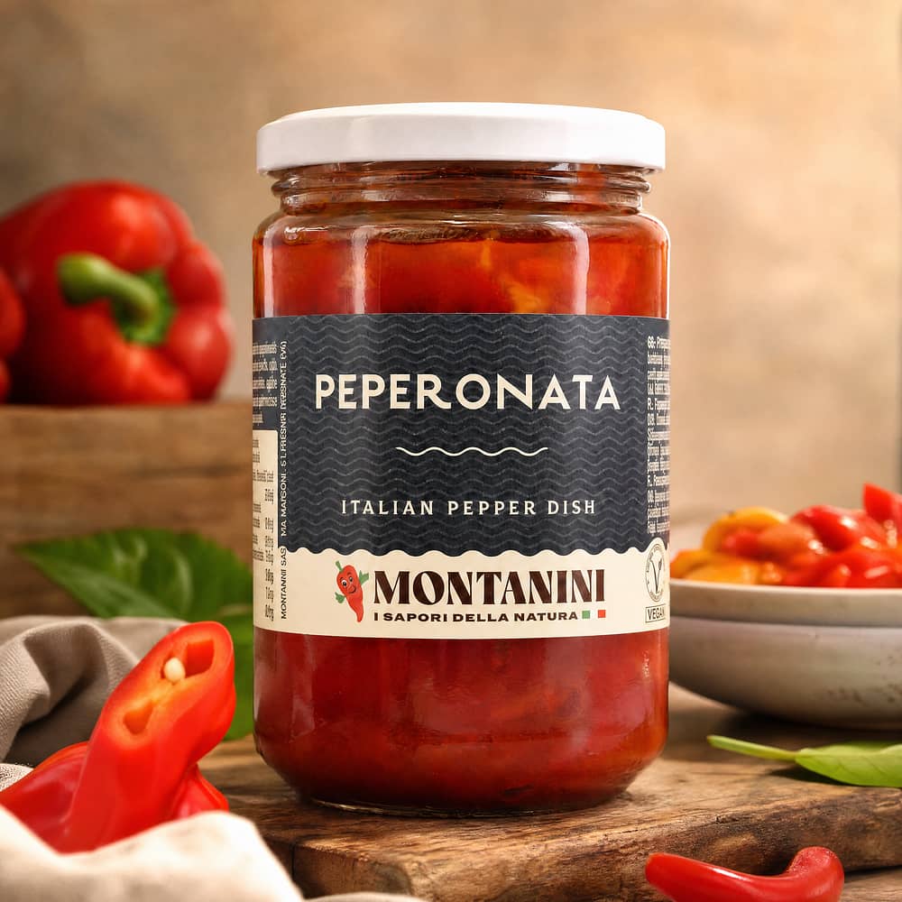 Montanini Peperonata Italian Pepper Dish Soße mit Paprika 280 Gramm Produktbild