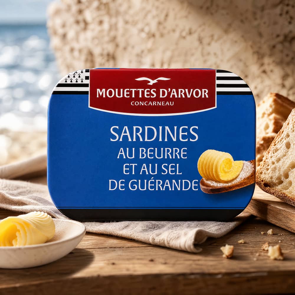Mouettes d'Arvor Sardinen mit Butter und Guérande Salz 115 Gramm Produktbild