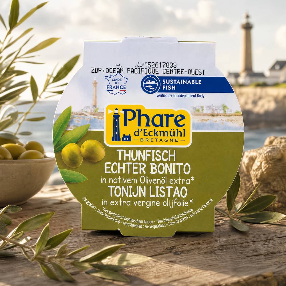 Phare d'Eckmühl Weißer Thunfisch/Germon in Bio-Olivenöl 160g 104 Gramm Abtropfgewicht Produktbild
