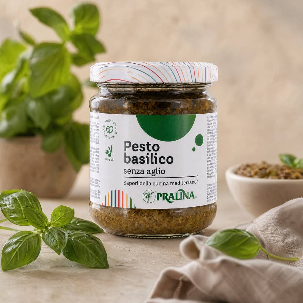 Pralina Pesto basilico Basilikumpesto ohne Knoblauch 180 Gramm Produktbild