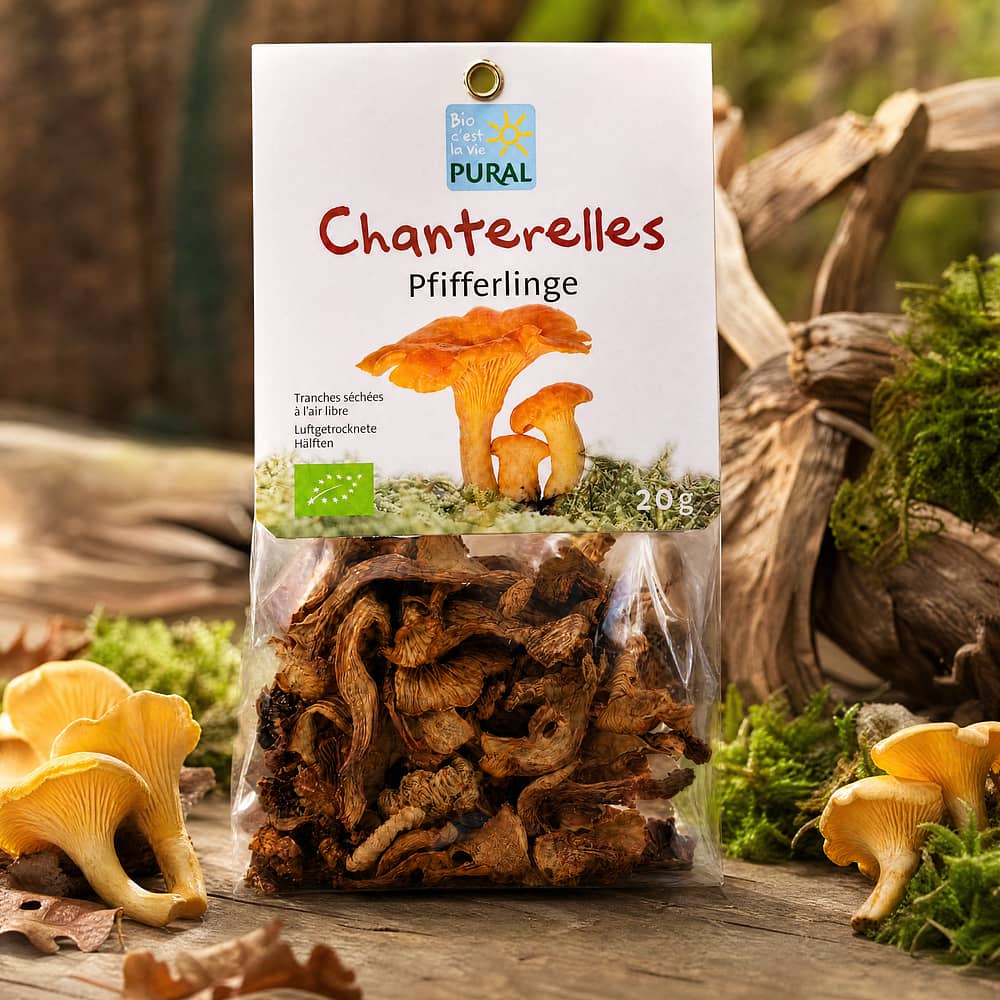 Pural Chanterelles Pfifferlinge Luftgetrocknete Hälften 20 Gramm Produktbild