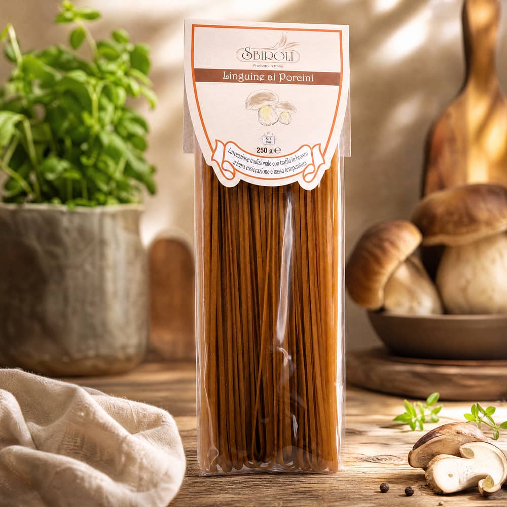 Sbiroli Linguine ai Porcini Linguine mit Steinpilzen 250 Gramm Produktbild