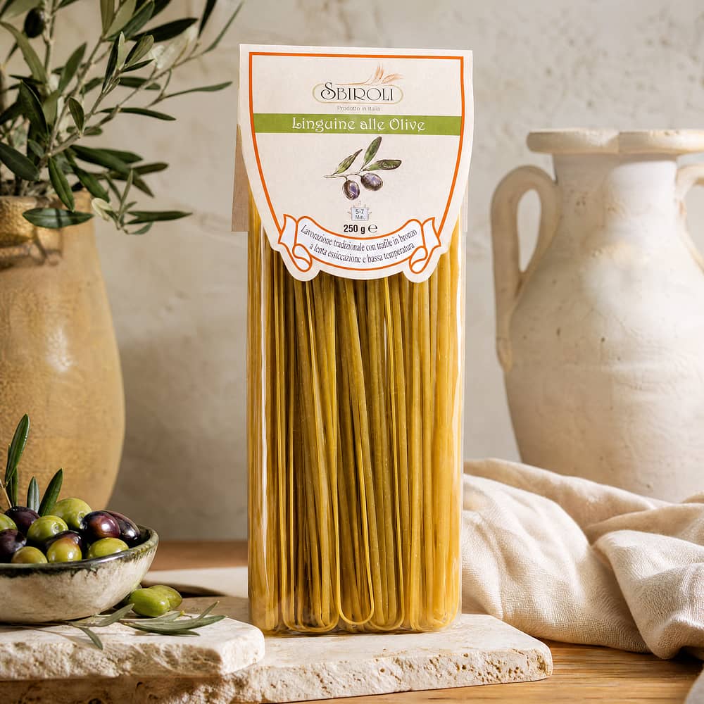 Sbiroli Linguine alle Olive Linguine mit Oliven 250 Gramm Produktbild