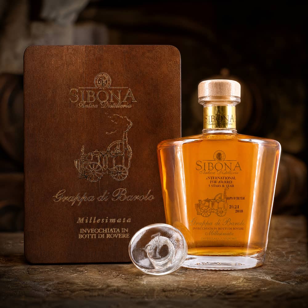 Sibona Grappa di Barolo Invecchiata Jahrgang 2010 / 2022 0,70 Liter/ 44.0% vol Produktbild